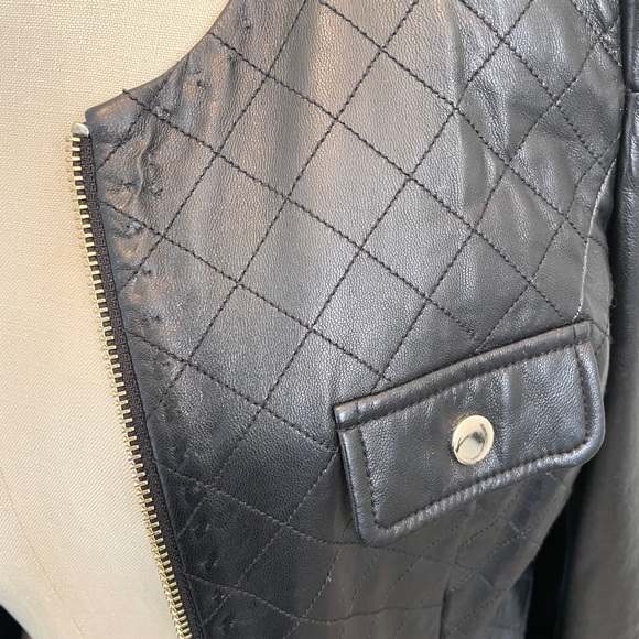 NWT Lambskin Quilted Leather Car Coat - Picture 6 of 12